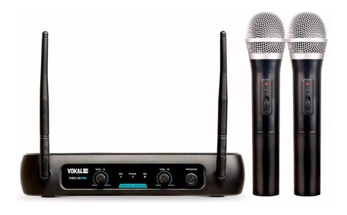 Microfone Sem Fio Duplo De Mão Vokal Wireless Karaokê Igreja Vws20 Usa Pilhas