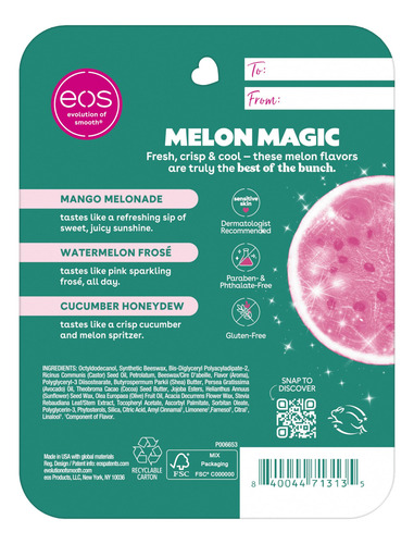 Bálsamo Labial Eos 24h Moisture Super Balm Minis Melon Magic