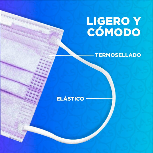 Imagen 5 de 10 de Barbijo Lila Quirurgico Tapaboca Descartable X100u Tricapa