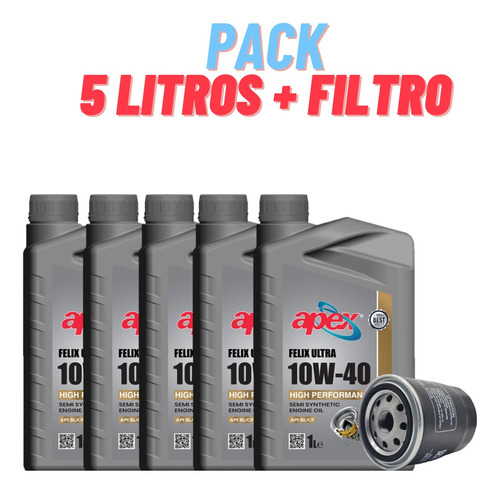 Aceite 10w40 Semi Sintetico Apex Pack 5litros + Filtro