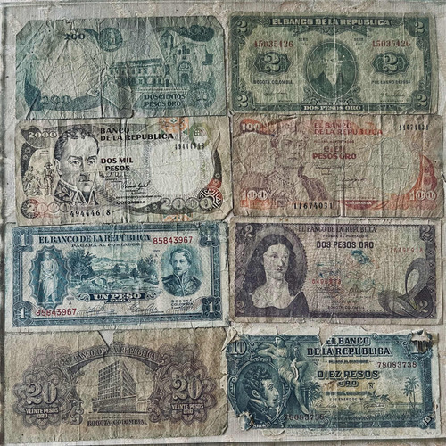 Billetes Antiguos De Diferentes Países (colombia, Guayana...