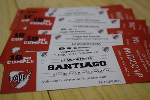 Invitaciones River Plate X 45 Unidades
