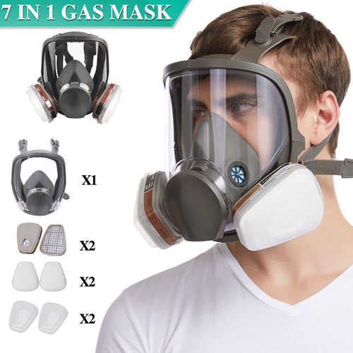 Mascara Gas Full Face 6800 Incluir Filtros Para Trabajos Agrícolas, Pintura, Gases Orgánicos, Etc.diseño De Silicona, Cómodo De Llevar, Seguro Y Firme.