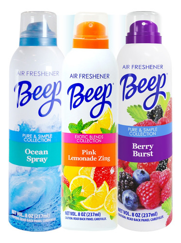 Pack X3 Aromatizante Ambiental En Aerosol Mix Olores Beep