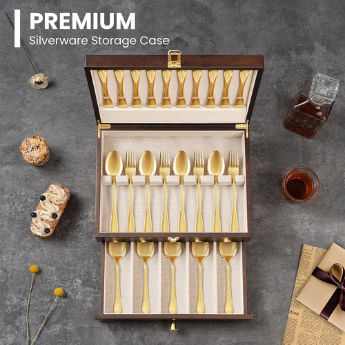 Caja De Almacenamiento De Cubiertos De 2 Capas Con Cajón, Ba