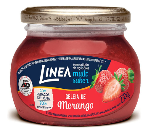 Geléia Diet Morango Linea Em Vidro Sem Glúten 230g