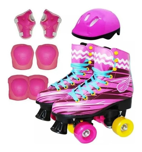 Patins Roller Tradicional Estilo Sou Luna + Kit Proteção