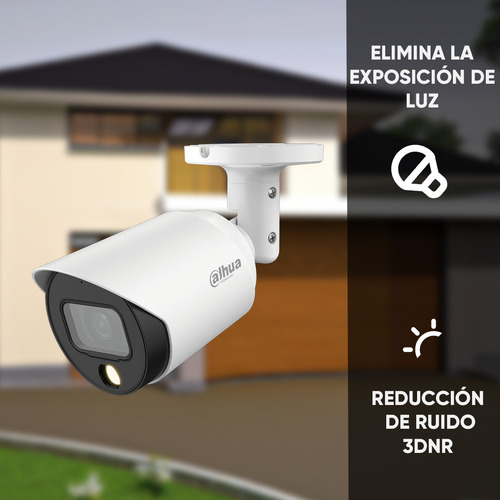 Dahua Cámara Bullet Full Color HFW1509TN-LED Resolución de 5mp Lente de 2.8mm Ir Inteligente de 30m Protección Ip67 Ideal para Exterior Hdcvi Bala Color Blanco