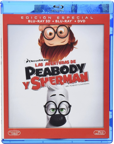 Aventuras De Peabody Y Sherman | Blu Ray 3d + Blu Ray + Dvd