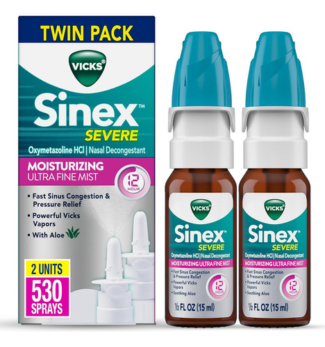 2 Pack Vick Sinex Moisturizing Descongestión Nasal 15 Ml Color Azul