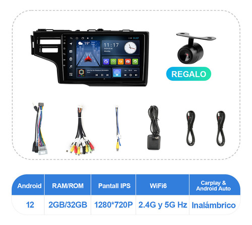 Estéreo 2gb Android 13 Para Honda Fit 2015-2019 Gps Wifi Ips