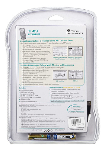 Calculadora De Titanio Ti-89 De Texas Instruments, Gráfica,