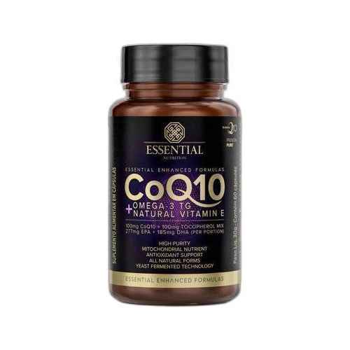 Kit 2x: Coq10 + Omega 3tg + Vit E Essential Nutrition 60 Cáp