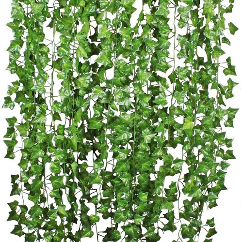 12 Hebras Artificial Ivy Leaf Plants Vine Hanging Garla...