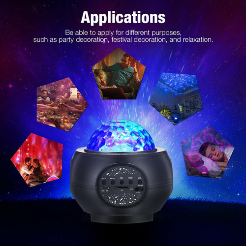 Proyector De Led Luz De Noche Estrellada Láser Negro