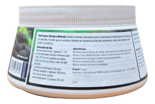 Suplemento Mineral Camarão Reeflowers Shrimp Minerals 250g
