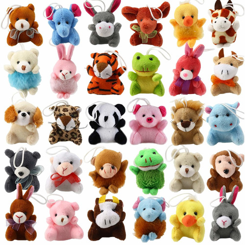 Juego De 32 Piezas De Mini Juguetes De Peluche, Lindo Llave. Color Verde oscuro