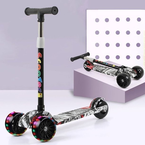 Imagen 5 de 6 de Scooter De 3 Ruedas Para Niños, Patinete Con Luz Led Con Gra