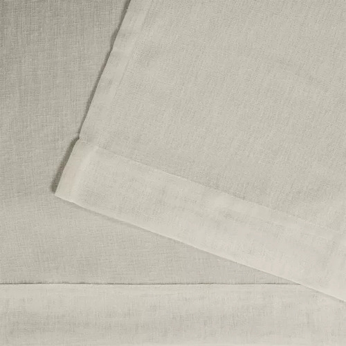 Juego De 2 Cortinas Traslúcidas 274x132cm Aspecto De Lino Blanco