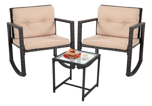 ~? Fdw Wicker Patio Furniture Outdoor Bistro Set, Mecedora,