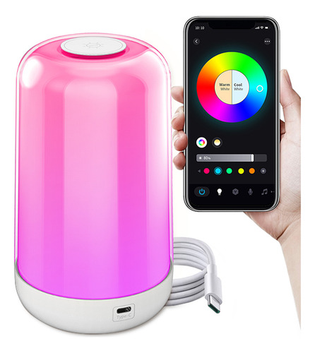 Mesita De Cama Table Led Night Con Control Táctil Inteligent