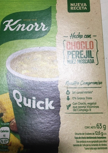 Pack X 3 Unid Sopa  Quick Choclo 85 Gr Knorr Caldos Y Sopas