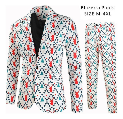 . Chaqueta Y Pantalones Slim Fit Con Estampado Navideño