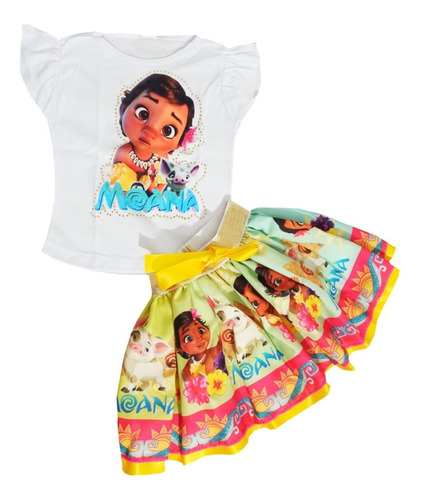 Vestido Tutu Para Niña Moana Dos Piezas