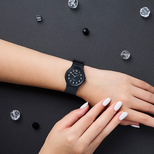 Relógio Casio Timeless Collection Padrão Lq-24b-1bdf Correia Preto Bisel Preto Fundo Preto