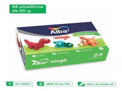 Plastilina Alba X 24 Barras Panes Masa Para Modelar Color Color Blanca