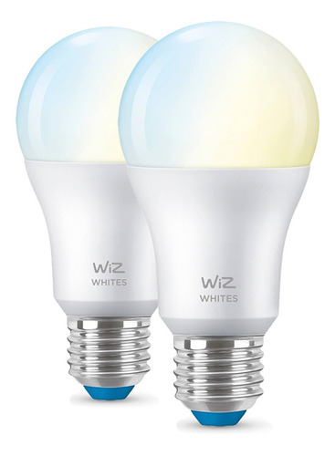 Imagen 1 de 10 de Foco Led Inteligente Wifi Wiz Cálida/fría 9w E27 X2 Unidades