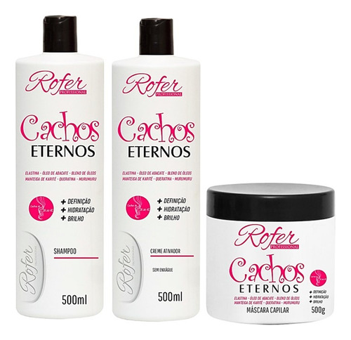 Cachos Eternos Rofer 500ml Elastina Óleo De Abacate Murumuru