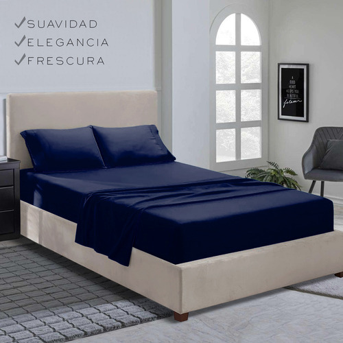 Juego de sábanas Nube Sabana Sabana King Size king color azul marino 1000 hilos - 4 packs