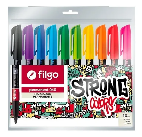 comprar Marcadores Filgo Permanente Strong Colors X 10 Unidades