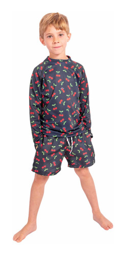 Short De Baño Niño Microfibra Con Sosten Red Cherry Envio