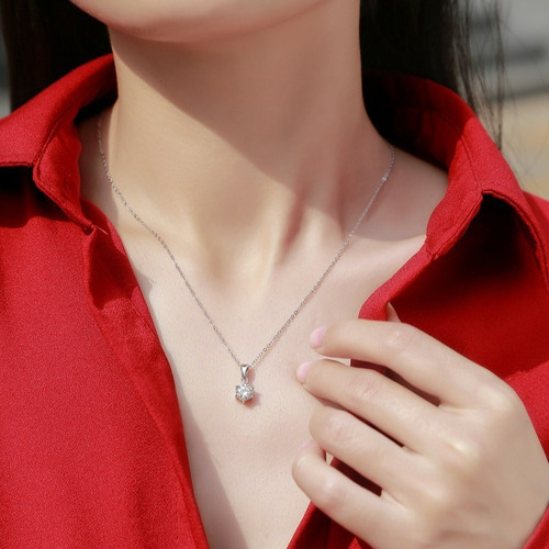 Collar De Plata S925 Con Mossanite Regalo De Aniversario Para Mujer Dijes Elegantes De Plata Estilo Parejas Joyería De Lujo Moderado