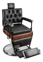 Comprar Cadeira De Barbeiro Salão Beleza Barbearia Reclinável Luxo Cor Preto Base Cromada Forma Da Base Redonda