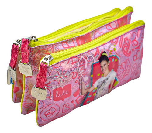 Lapicera Disney Bia Like 3 Cierres 3d Yadatex Con Detalle Color Rosa/verde
