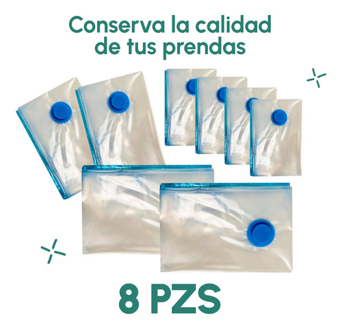 8 Piezas Bolsas De Almacenamiento De Vacío Con Bomba Manual