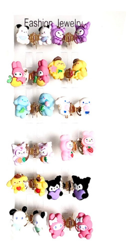 Set De12 Pinzas Piojitos De Sanrio Y Amigos Para El Cabello 