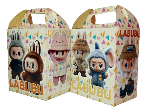 Caja Dulcera + Platos + Vasos Kit Fiesta 20 Niños Labubu Labubu Labubu