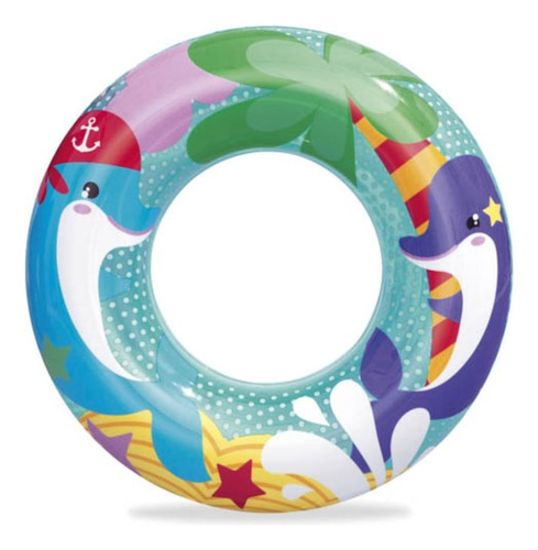 Salvavidas Inflable Pileta Aventuras Del Mar 51cm Bestway Color Delfin