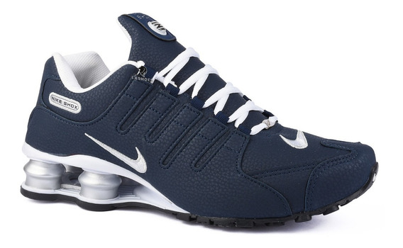 tenis nike shox azul e branco