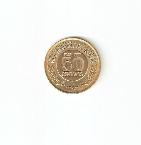 Monedas Argentinas 50 Centavos 1997 Voto Fem. Canto Fino Ex