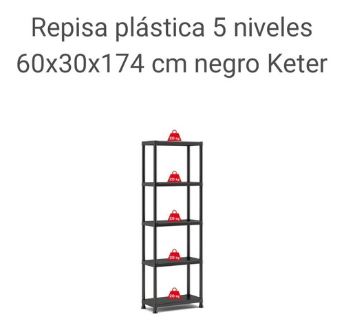Estante Plástico 5 Niveles  60 X 30 X 174 Cm