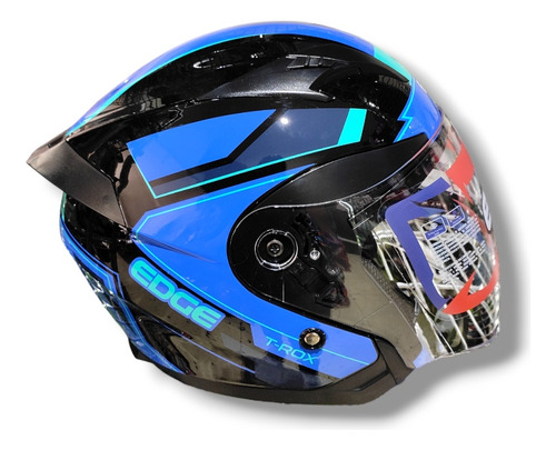 Casco Edge Semi-integral  T-rox Azul Con Negro L