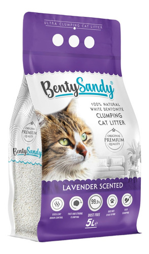 Arena De Gatos Absorbente Aglomerante Lavanda Bentysandy 5 L