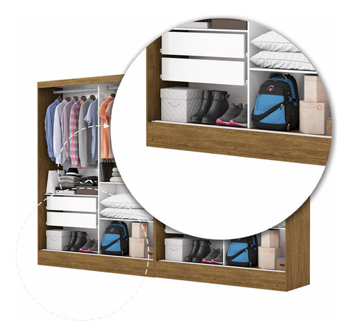 Closet Casal Duplo Belém 4 Portas Plus 4 Gavetas Carioca Móv Cor Cinamomo