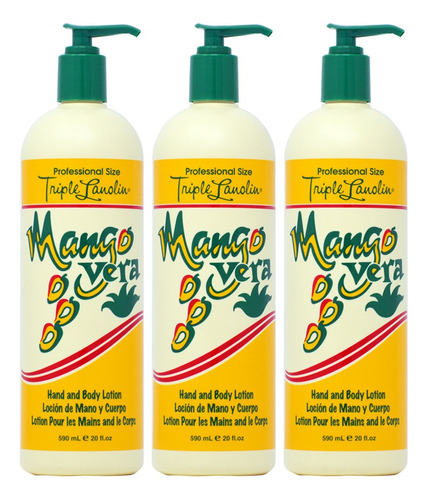 Triple Lanolin Locion Mango Vera 20oz (paquete De 3)