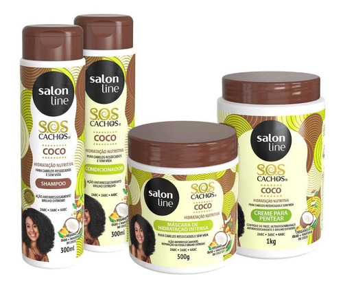 Kit Sos Cachos Coco Tratamento Hidrata E Nutri Salon Line